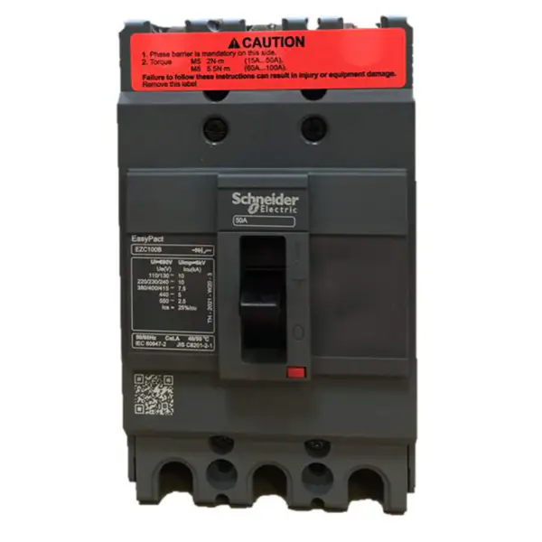Disjuntor em caixa moldada de 3 pólos Easypact EZC100B 3P50A
