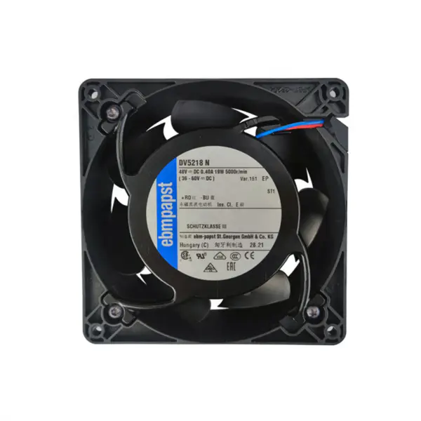 Original Ebmpapst DV5218N 48VDC 127 * 127 * 38mm 0.395A 18.5W 5000RPM 2700m3/h Ventilador Axial para Transmissor de Sinal