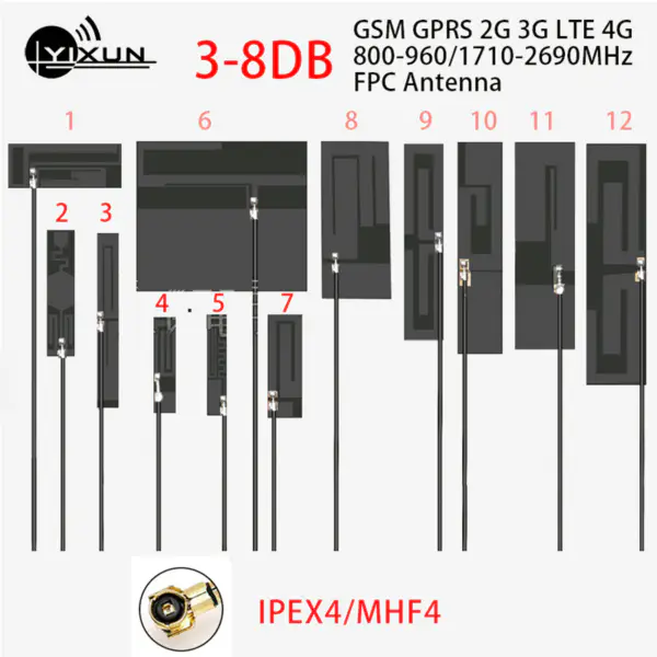 5G 4G 3G 2G GSM LTE NB-IoT banda completa antena interna de módulo PCB interface IPEX alto ganho 8dbi RG1.13 cabo de 12cm 600-6000MHz