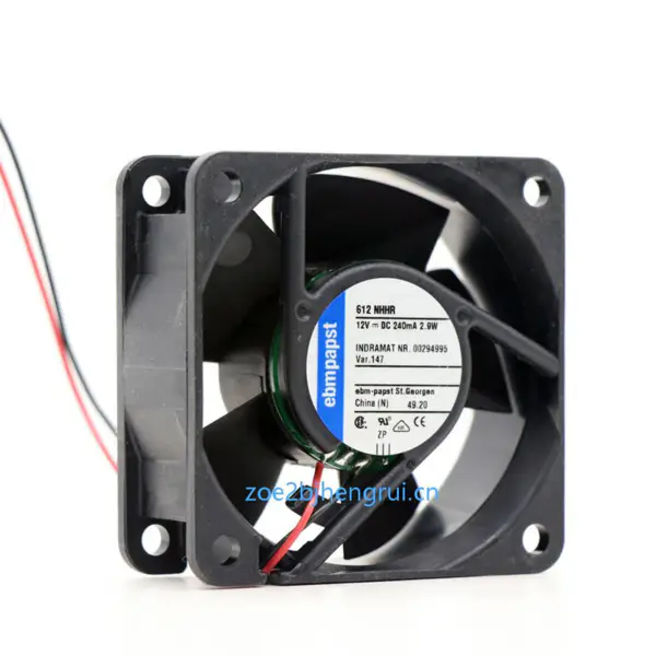 Ebmpapst 612NHHR-147 12VDC 240MA 2.9W 60* 60*25MM 240mA 2 Wire Inverter Ventilador de arrefecimento axial