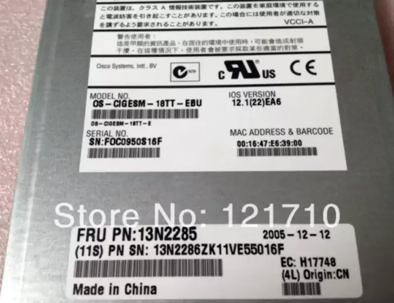 Módulo de comutador Gigabit Ethernet IBM 13N2285 13N2286 OS-CIGESM-18TT-EBU para placa-mãe industrial IBM HS20