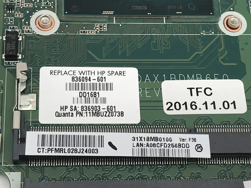 Placa-mãe HP 836094-001 836094-501 836094-601 DAX1BDMB6F0