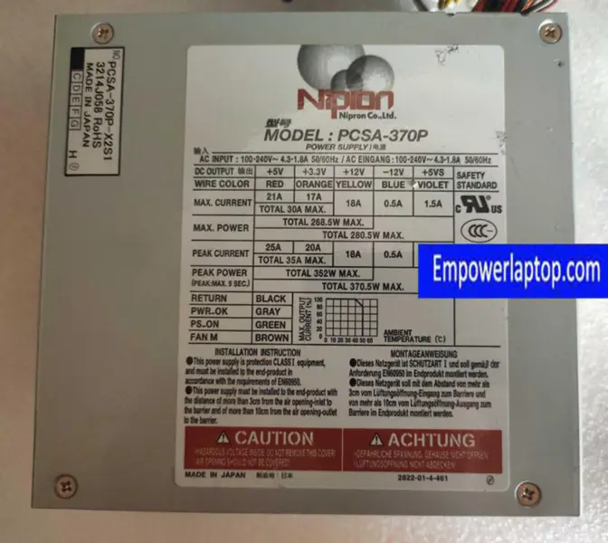 Fonte de alimentação NiPron PCSA-370P 370W PCSA-370P-X2S1