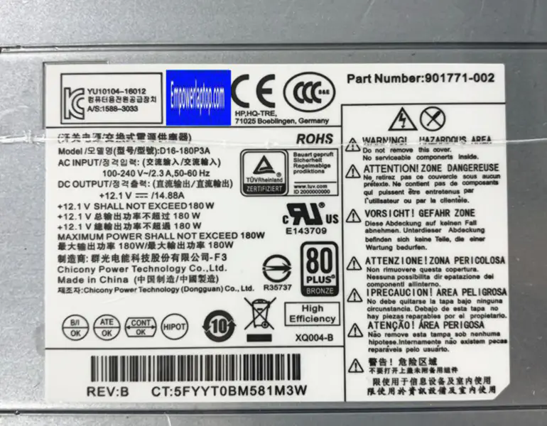 Fonte de alimentação HP 280 390 G3 G4 180W D16-180PA2A D16-180P3A 901763-002 D16-180P3A PCH023 D16-180P1B 901771-002