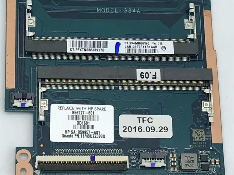 Placa-mãe HP 856227-001 856227-501 856227-601 I7-6500U 940MX 2GB DAG34AMB6D0