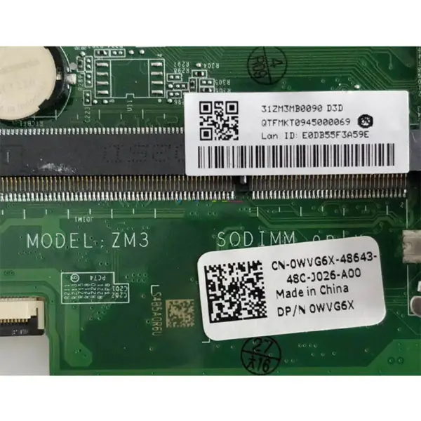 Dell 0WVG6X 11 3043 3152 3157 Placa-mãe ATX