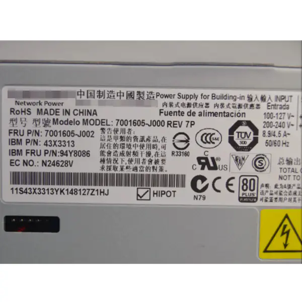 Fonte de alimentação de servidor 750W 94Y8086 43X3313 para IBM X3650M4 X3550M4