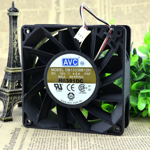 AVC 12CM 12038 12V 4.5A ventilador DB12038B12H 3-fios