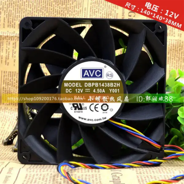 Ventilador AVC 14038 14CM 12V 4.5A DBPB1438B2H PWM