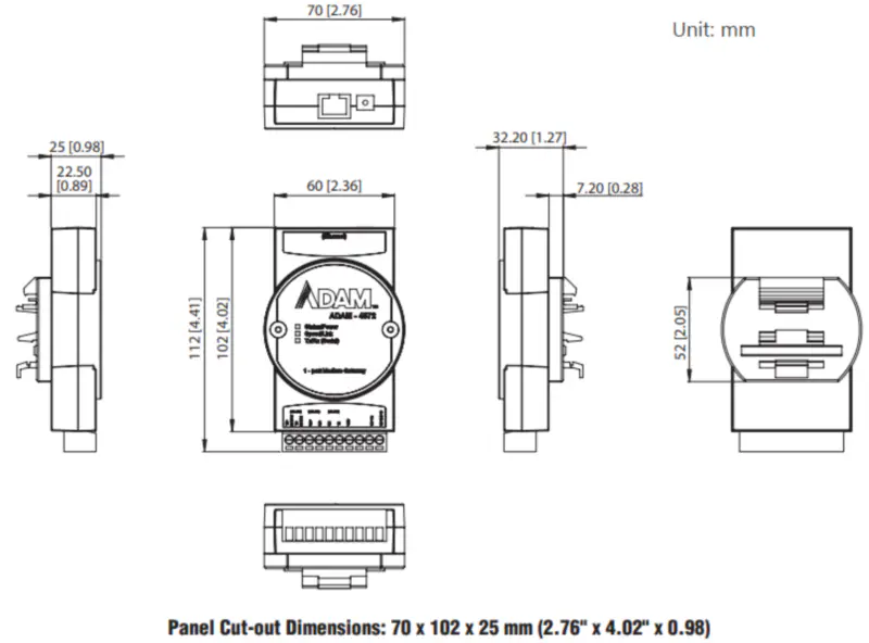 Gateway Modbus de 1 porta Advantech ADAM-4572-CE