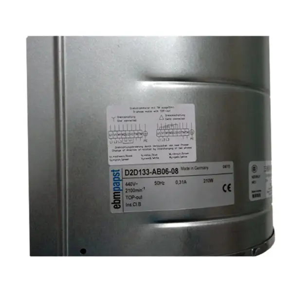 EBM PAPST 210W 0.31A D2D133-AB06-08 ventilador centrífugo de entrada dupla para arrefecimento de armários
