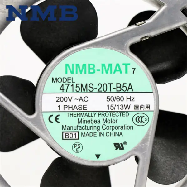 Original Japão NMB-MAT 4715MS-20T-B5A 4715MS-20T-B50 12038 120*120*38mm 200VAC 50/60Hz 15/13W 102CFM Ventilador de arrefecimento axial