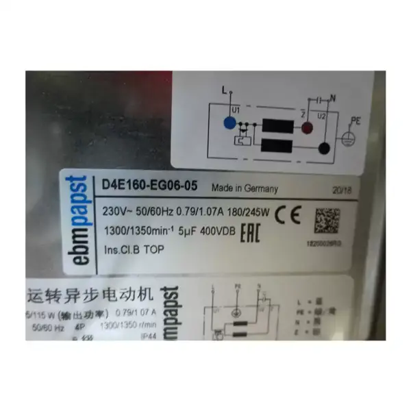 Ventilador centrífugo ebm papst D4E160-EG06-05 Ventilador com conversor de frequência 180W 0,79A