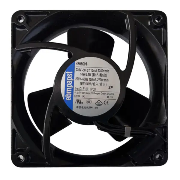 119 x 119 x 38mm 230 V AC caudal de ar 123m3 / h 2350 rpm 4580N Rolamento de manga ebm papst ventoinha de arrefecimento