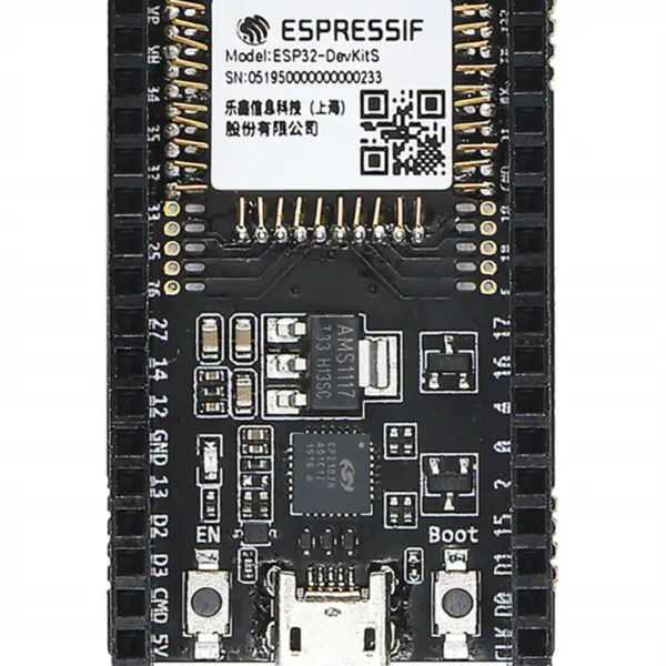 ESP32-DevKitS(-R) é uma combinação de dois nomes de placas: ESP32-DevKitS e ESP32-DevKitS-R. Com um módulo montado, o ESP32-DevKitS