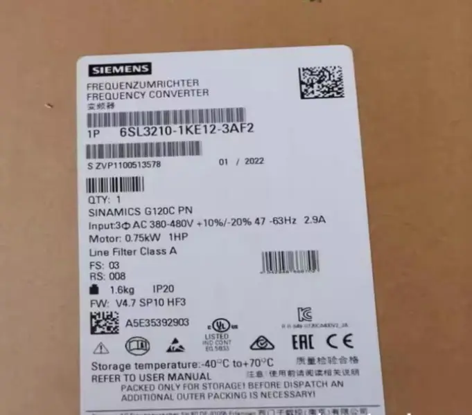 Inversor Siemens G120C 6SL3210-1KE12-3AF2 6SL32101KE123AF2