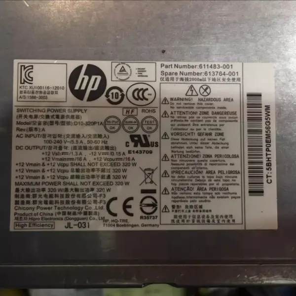 Fonte de alimentação HP D10-320P1A PS-4321-2HP