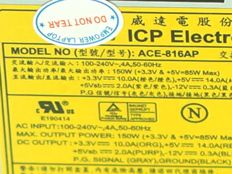 PSU para IEI POS 1U Fonte de alimentação comutada ACE-816AP