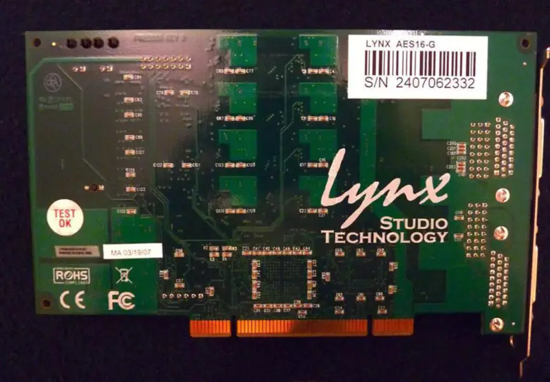 Placa de som profissional LYNX AES16 Interface PCI G