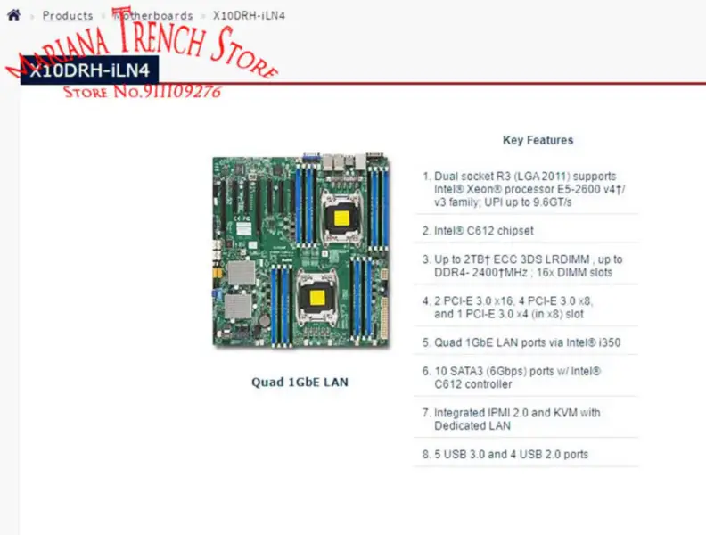 X10drh-iln4 para placa-mãe Supermicro Lga2011 E5-2600 V4/v3 Família Ddr4 Ipmi 2.0