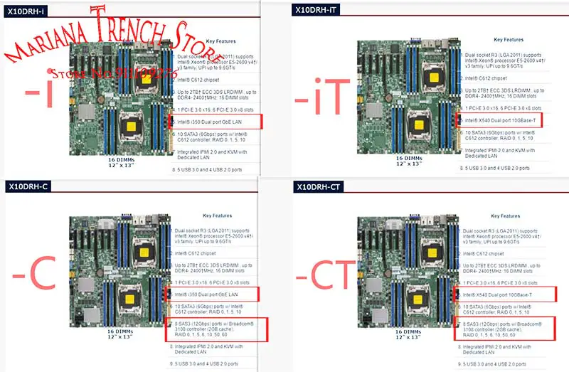 X10drh-ct para placa-mãe Supermicro Lga2011 E5-2600 V4/v3 Família Ddr4 Porta dupla 10gbase-t Sas3 (12gbps) Ipmi 2.0