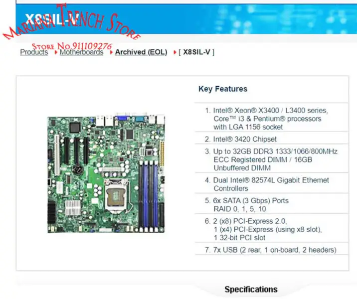 X8sil-v para placa-mãe Supermicro Lga 1156 Xeon X3400 / L3400 Series Core I3 Ddr3