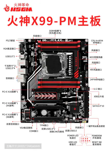 Hsgm X99-pm Lga 2011-3 Placa-mãe para computador de servidor com soquete de CPU