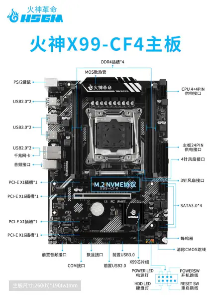 Hsgm X99-cf4 Motherboard 4*ddr4 Recc 128 Memory X99 Chipset High Performance Gaming Pc Motherboard