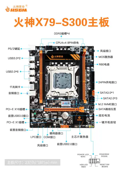 Hsgm X79-s300 Server Motherboard 4*usb3.0+9*usb2.0 Port128gb Memory High Performance Computer Motherboard