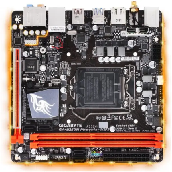 Placa-mãe Gigabyte GA-B250N-PHOENIX WIFI B250 Socket LGA 1151 DDR4 USB3.0 SATA3.0