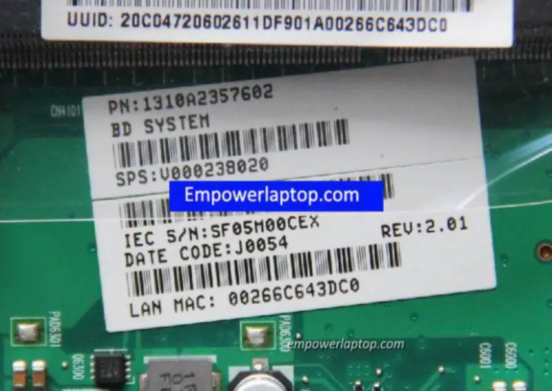 Toshiba C600D V000238020 1310A2357602 Placa-mãe