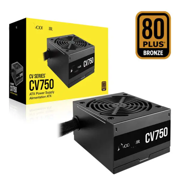Fonte de alimentação para PC Cors Air Power Cv750 750w Atx High Power Supply 80plus Low Noise Fan Rps0146