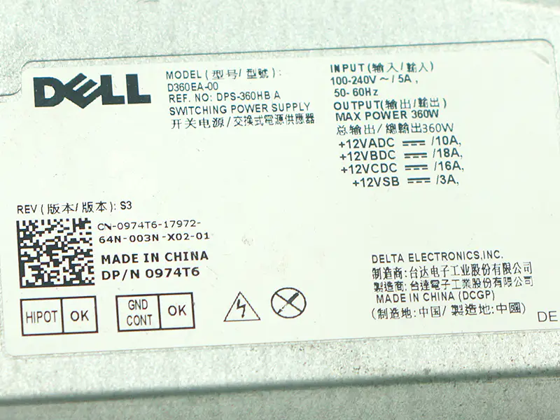 Para Dell Precision 5720 Workstation AIO Fonte de alimentação D360EA-00 974T6 360W