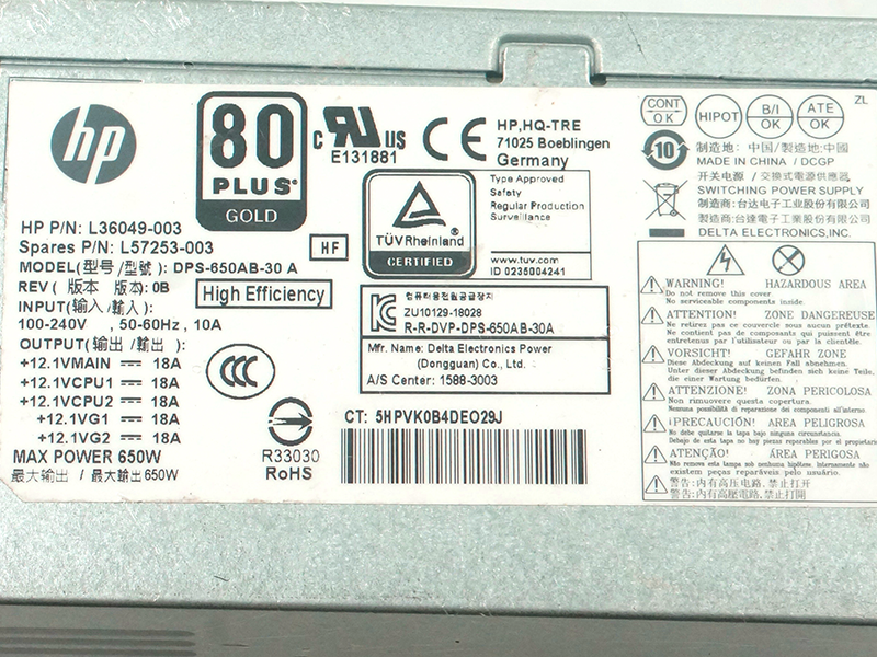 PSU para HP 800 Z2 G4 4Pin 650W Fonte de alimentação comutada DPS-650AB-30 A L36048-003 L36049-003 L57253-003