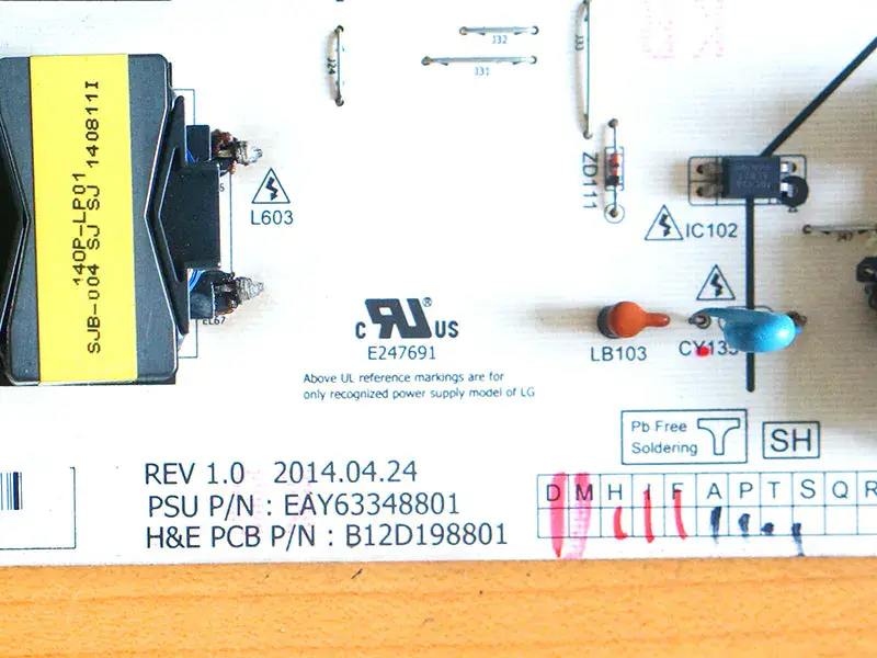 Placa de circuito impresso LG 55EC9300-CA EAY63348801