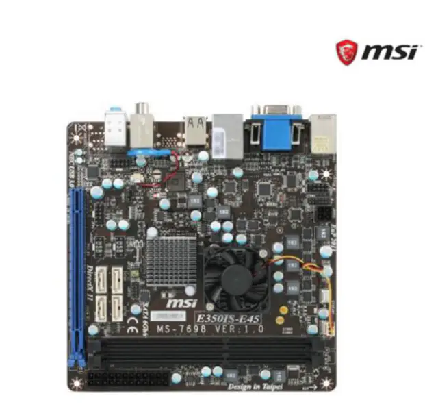 MSI E350IS-E45 APU AMD E-350 (1,6 GHz, núcleo duplo) Mini placa-mãe ITX AMD Hudson M1