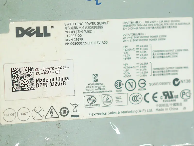 Fonte de alimentação Dell F1200E-00 VHM5V