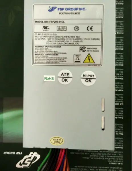 Fonte de alimentação 1U FLEX DC FSP200-61DL Entrada 36V-72VDC