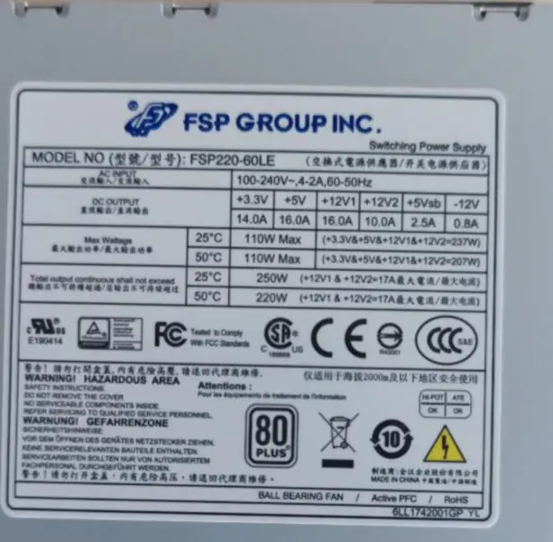Fonte de alimentação FSP220-60LE