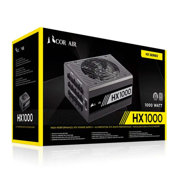 Cors Air Power 1000w Hx1000 Fonte de alimentação de secretária 80plus Platinum Active Pfc Full Module Pcie5 Support 4090
