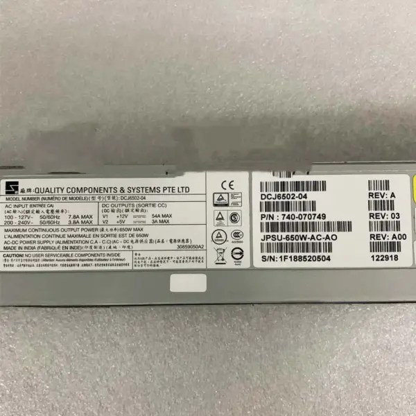 Fonte de alimentação Juniper Jpsu-650w-ac-ao Mx204 Ac