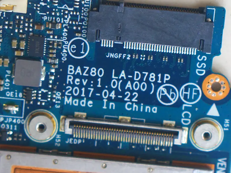 Dell XPS 13 9365 LA-D781P Placa-mãe I7-7Y75 8G