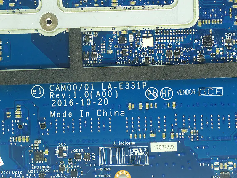 Dell XPS 15 9560 CAM00/01 LA-E331P CN-0YV12N 0YV12N YV12N Placa-mãe