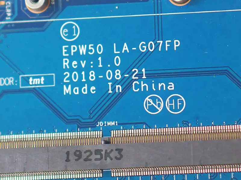 HP 15-DA 15T-DA EPW50 LA-G07FP L68087-601 L68087-501 L68087-001 Placa-mãe SRGP5 I3-10110U DDR4
