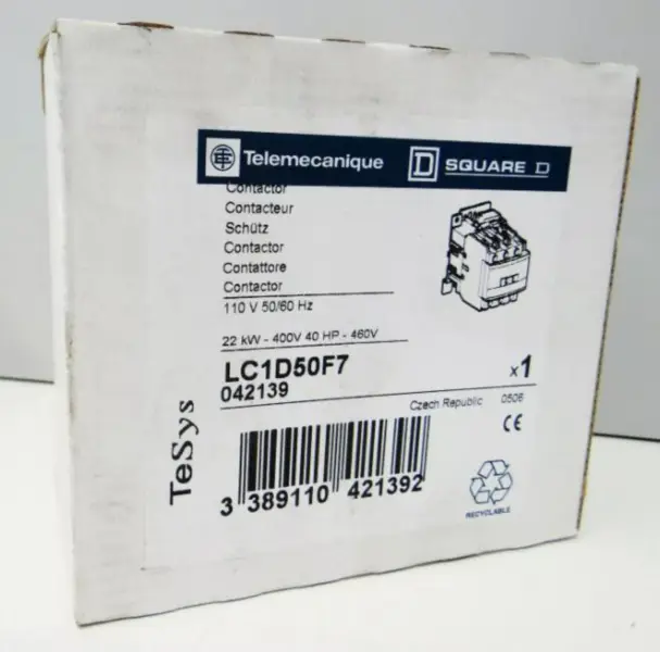 Telemecanique LC1D50F7 LC1-D50F7 042139 Contactor contactor 22KW-400V 40 HP-460V