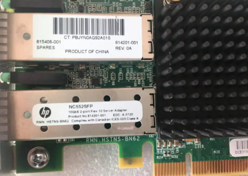 Adaptador de servidor Ethernet HP NC552SFP 10GbE de 2 portas 614203-B21 615406-001 614201-001
