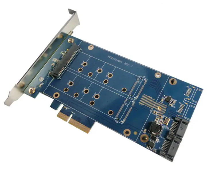 PCIe X1 para SATA de 2,5" +m.2+2 portas SATA3.0, placa SATA Riser Adaptador PCIe para SSD SATA de 2,5" Conversor PCIe para M.2 com função RAID