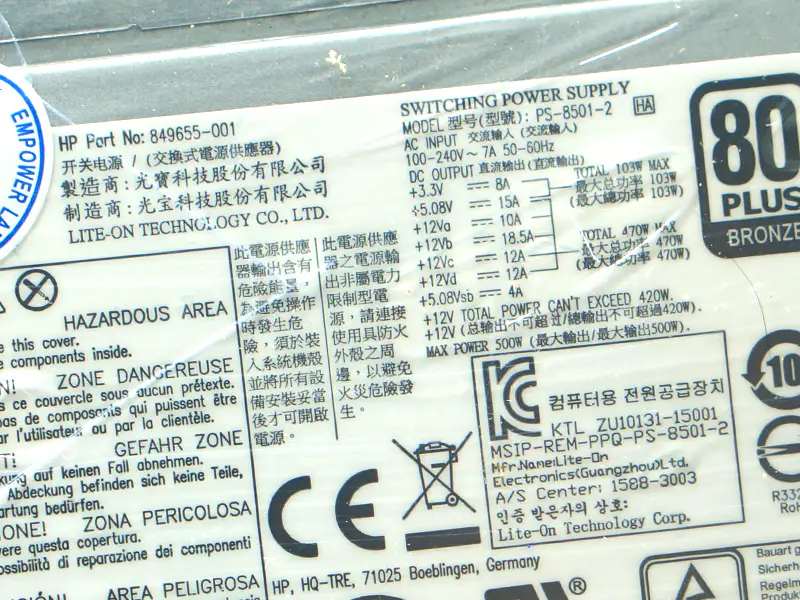 Fonte de alimentação HP DPS-500AB-20A 746177-002