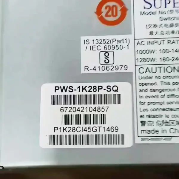 Em Stock Supermicro 1280w 80 Plus Platinum Fonte de Alimentação Pws-1k28p-sq Para Servidor 1u / 2u