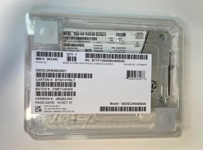 SSD da série Intel S4510 D3-S4510